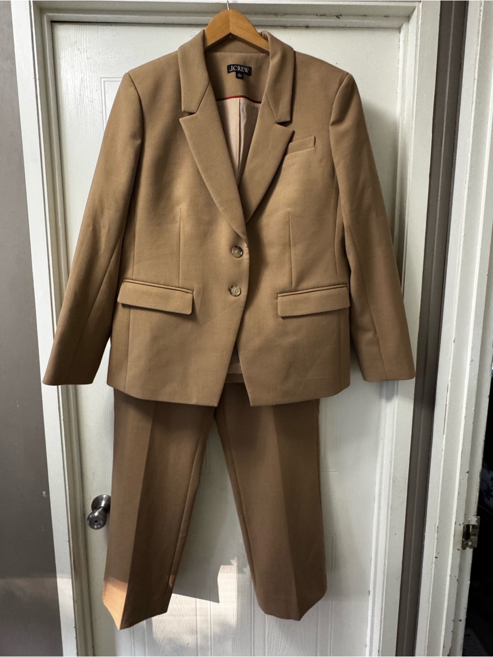 J. Crew Womens set Camel carreman Wool Blend Blazer & Trouser Suit
